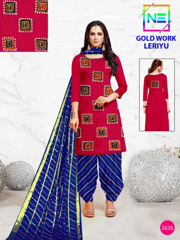 Nemi leriyu Gold Work Vol-5 Cotton Patiyala Dress Material